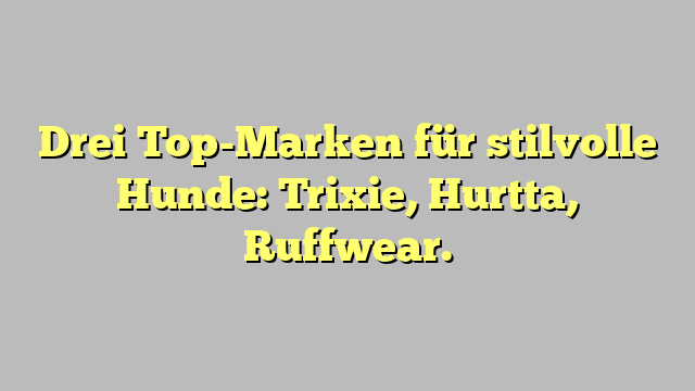 Drei Top-Marken für stilvolle Hunde: Trixie, Hurtta, Ruffwear.